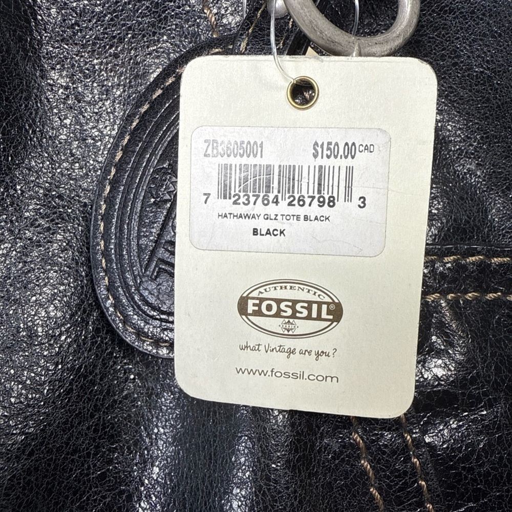 Fossil Black Leather Tote shoulder bag - Picture 5 of 14